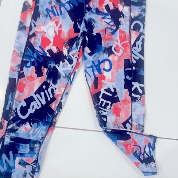 CALVIN KLEIN WOMEN'S PRINTED HIGH RISE 7/8 LEGGINGS sports BLUE SIZE XX-LARGE - Picture 9 of 11
